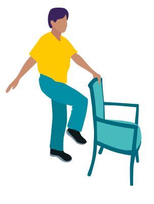 Ein Bein Stand mit Sessel